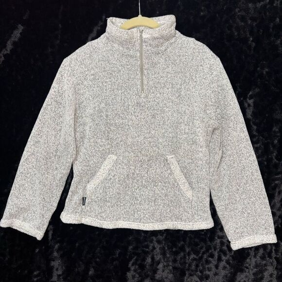 PrAna Qarter Zip Jacket USA made Light Gray Cozy Front Pocket Youth Large - Picture 1 of 9